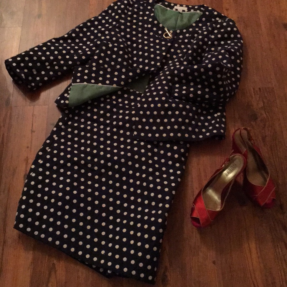 Charter Club, Navy/White Polka Dot Skirt & Jacket